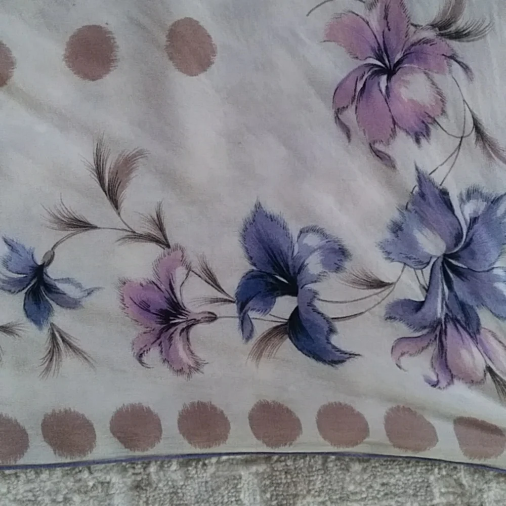 Vintage Floral Dotted Vibrant Scarf Beige Mauve Purple